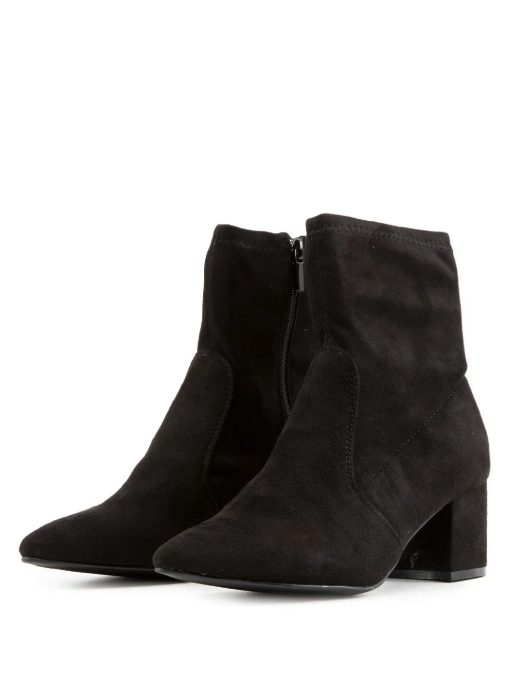 Faux Suede Block Heel Ankle Boots